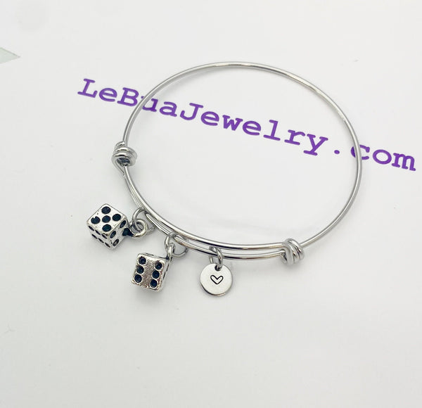 Silver Two Dice Charm Bracelet Christmas Luck Gifts, N763B