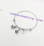 Silver Two Dice Charm Bracelet Christmas Luck Gifts, N763B
