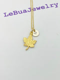 Gold Maple Leaf Charm Necklace, Fall Autumn Jewelry Gift, N5142B