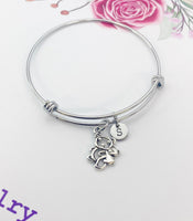 Silver Mom Panda and Baby Bear Charm Bracelet Christmas Luck Gifts,CN1415