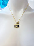 Gold Black Camera Charm Necklace, Photographer Christmas Gifts, N2217