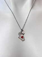 Silver Hand with Red Heart Charm Necklace Best Seller Valentine Gifts, N1429