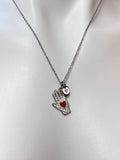 Silver Hand with Red Heart Charm Necklace Best Seller Valentine Gifts, N1429