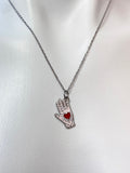Silver Hand with Red Heart Charm Necklace Best Seller Valentine Gifts, N1429