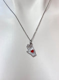 Silver Hand with Red Heart Charm Necklace Best Seller Valentine Gifts, N1429B