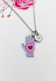 Silver Hand with Red Heart Charm Necklace Valentine Gifts, N1429C