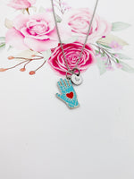 Silver Hand with Red Heart Charm Necklace Valentine Gifts, N1429D