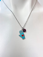 Silver Hand with Red Heart Charm Necklace Valentine Gifts, N1429D