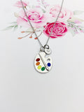 Silver Artist Palette Charm Necklace Christmas Artist Gifts, N1714