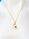Gold Hand with Red Heart Charm Necklace Best Seller Valentine Gifts, N1429E