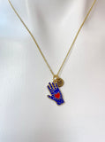 Gold Hand with Red Heart Charm Necklace N1429H