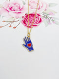 Gold Hand with Red Heart Charm Necklace N1429H