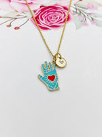 Gold Hand with Red Heart Charm Necklace Valentine Gifts, N1429H