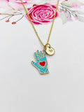 Gold Hand with Red Heart Charm Necklace Valentine Gifts, N1429H