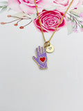 Gold Hand with Red Heart Charm Necklace Best Valentine Gifts, N1429J