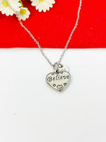 Stainless Steel Believe Heart Charm Necklace Best Seller Christmas Gifts, N1919