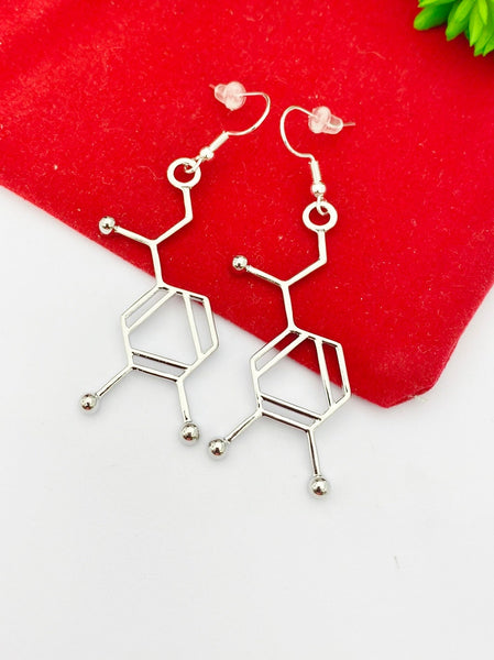 Noradrenaline Charm Earrings Molecule Chemistry Science Jewelry Gifts, Hypoallergenic Earrings, N2008