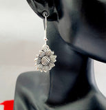 Silver Sunflower Charm Earrings Best Seller Christmas Gifts, Hypoallergenic Earrings, N1900A