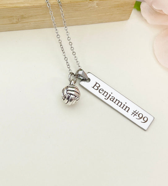 Silver Volleyball Necklace Name, Tag, Badge Number, Best Seller Christmas Gifts for Volleyball Team, D055