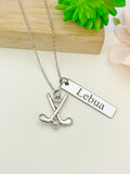 Silver Golf Ball Golf Club Necklace Name, Tag, Badge, Number, Best Seller Christmas Gifts for Golf Coach Team, D060