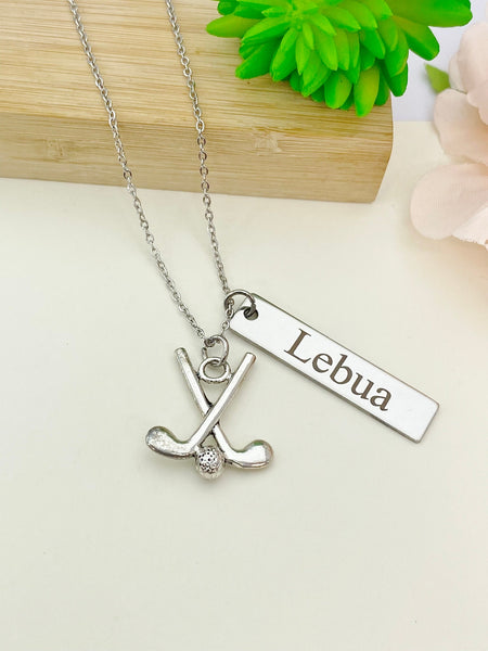 Silver Golf Ball Golf Club Necklace Name, Tag, Badge, Number, Best Seller Christmas Gifts for Golf Coach Team, D060