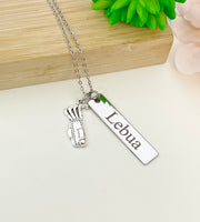 Silver Golf Ball Golf Club Necklace, Name, Tag, Badge, Number, Best Seller Christmas Gifts for Golf Coach Team, D061A