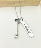 Silver Golf Ball Golf Club Necklace Name, Tag, Badge, Number, Best Seller Christmas Gifts for Golf Coach Team, D062A
