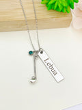 Silver Golf Ball Golf Club Necklace Name, Tag, Badge, Number, Best Seller Christmas Gifts for Golf Coach Team, D062A