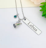 Silver Megaphone Cheerleader Necklace Name, Tag, Badge, Number, Best Seller Christmas Gifts for Cheer Coach Team, D066
