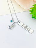 Silver Megaphone Cheerleader Necklace Name, Tag, Badge, Number, Best Seller Christmas Gifts for Cheer Coach Team, D066