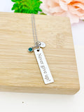 Stainless Steel Never Give Up Necklace Name, Tag, Badge, Number, Best Seller Christmas Gifts for School Sport Team, D070