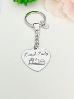 Stainless Steel Lunch Lady Heart Keychain Lunch Lady Gifts, Best Seller Christmas Gifts for School Lunch Lady, D074