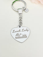 Stainless Steel Lunch Lady Heart Keychain Lunch Lady Gifts, Best Seller Christmas Gifts for School Lunch Lady, D074