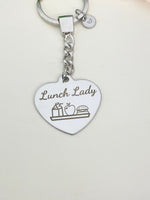 Stainless Steel Lunch Lady Heart Keychain Lunch Lady Gifts, Best Seller Christmas Gifts for School Lunch Lady, D074