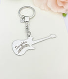 Daughter Guitar Keychain Stainless Steel Music Instrument Gifts, Best Seller Christmas Gifts for Daughter, D073