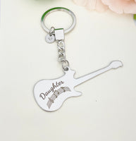 Daughter Guitar Keychain Stainless Steel Music Instrument Gifts, Best Seller Christmas Gifts for Daughter, D073