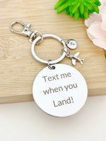 Text Me When You Land Keychain Stainless Steel Keychain Gifts, Best Seller Christmas Gifts for Boyfriends Girlfriends, D075