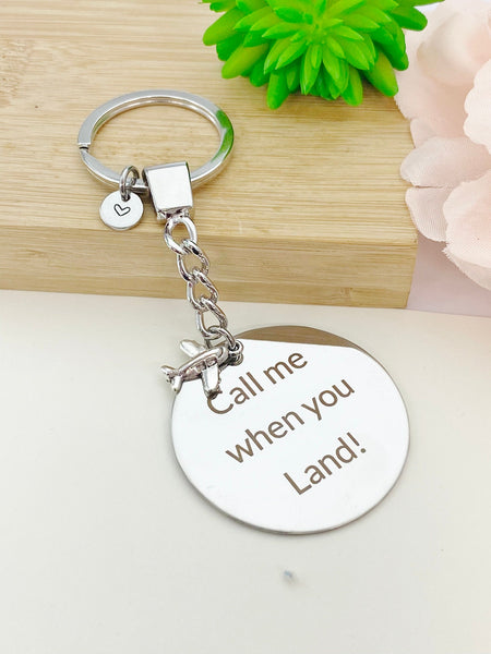 Call Me When You Land Keychain Stainless Steel Pilot Gifts, Best Seller Christmas Gifts for Boyfriends Girlfriends, D076