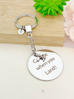 Call Me When You Land Keychain Stainless Steel Pilot Gifts, Best Seller Christmas Gifts for Boyfriends Girlfriends, D076