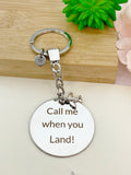 Call Me When You Land Keychain Stainless Steel Pilot Gifts, Best Seller Christmas Gifts for Boyfriends Girlfriends, D076