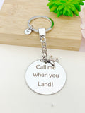 Call Me When You Land Keychain Stainless Steel Pilot Gifts, Best Seller Christmas Gifts for Boyfriends Girlfriends, D076