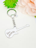 Guitar Son Keychain in Stainless Steel, Music Instrument Gifts, D078
