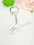 Brother Guitar Keychain Stainless Steel Music Instrument Gifts, Best Seller Christmas Gifts for Brother, D079