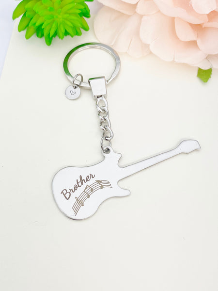 Brother Guitar Keychain Stainless Steel Music Instrument Gifts, Best Seller Christmas Gifts for Brother, D079