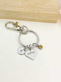 Nina Heart Keychain Stainless Steel, Best Seller Christmas Gifts for Nina Grandmother, D082