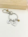 Nina Heart Keychain Stainless Steel, Best Seller Christmas Gifts for Nina Grandmother, D082