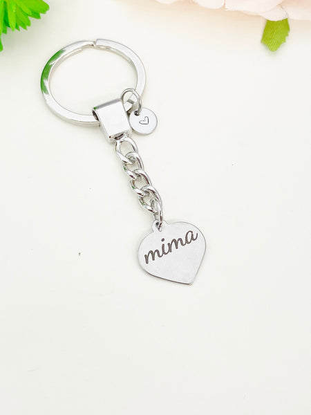 Mima Keychain Heart, Stainless Steel Mother's Day Gifts, Best Seller Christmas Gifts for Mima, D090
