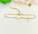 Gold Aunt Heart Bracelet Best Christmas Gift for Aunt, Danity Bracelet Gifts, D134