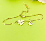 Gold Aunt Heart Bracelet Best Christmas Gift for Aunt, Danity Bracelet Gifts, D134