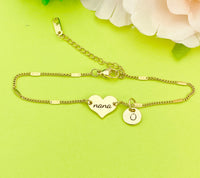 Best Christmas Gift for Nana, Gold Nana Heart Bracelet, Danity Bracelet Gifts, D135